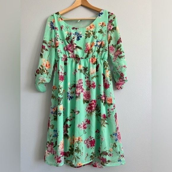 Pinkblush Dresses & Skirts - Pink Blush Multicolor Floral 3/4 Sleeve Fit Flare Pullover Dress Size S Vacation